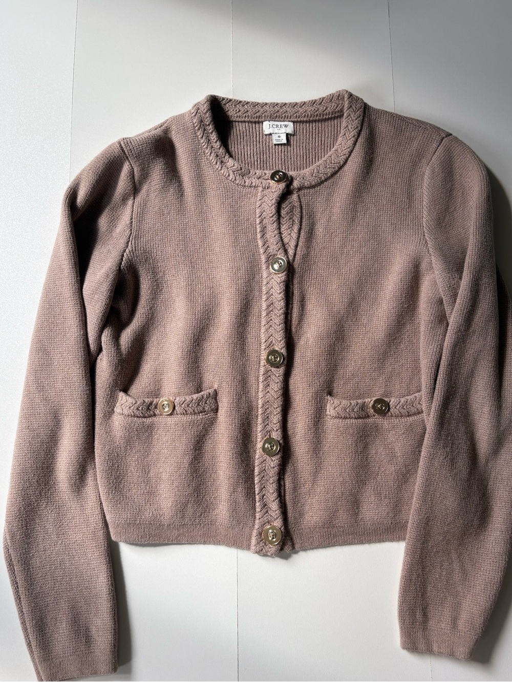 J. Crew Braided-Trim Button Cardigan